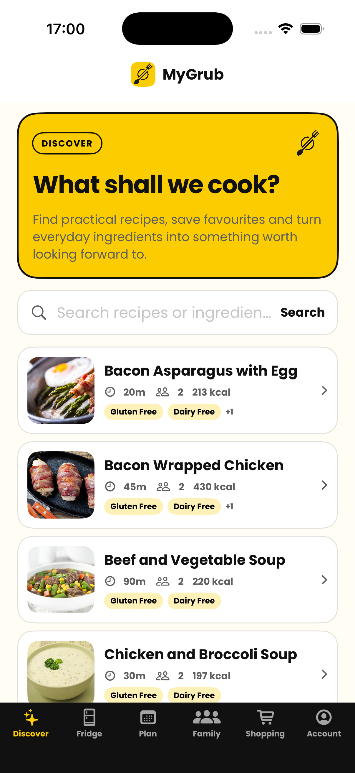 MyGrub recipe details screen